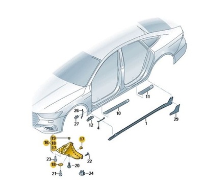 APTAKAS SPARNO RATAI PRIEK. AUDI A7 C8 DEŠINYSIS SLINE ORIGINALAS NUO ASO 