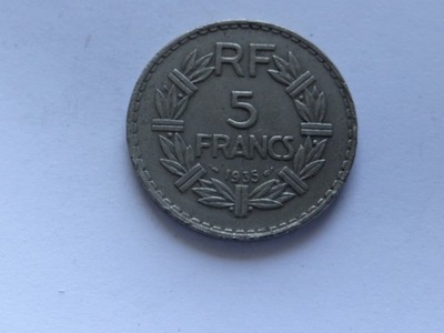 [11192] Francja 5 franków 1935 r. st. 3+