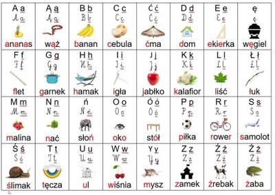 ALFABET DYDAKTYCZNA POMOC PLANSZA A4 NAUKA LITER