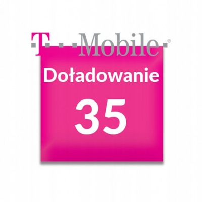 Doładowanie T-Mobile 35 zł; kod SMS oraz e-mail od razu; 24/7 gratis