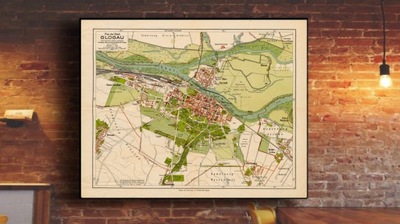 Stary plan GŁOGÓW GLOGAU 1930r.50x40cm