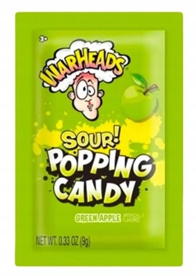 Strzelające Kwaśne Cukierki Warheads Popping Candy Zielone Jabłuszko 9g