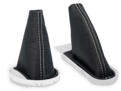 Mini cooper r56 автоматична коробка передач комплект чохли важеля чорна шкіра нитки білий фото №1