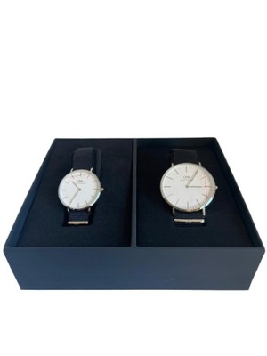 ZESTAW ZEGARKÓW DANIEL WELLINGTON CORNWALL DLA PAR DW00500900 CZARNY ZEGARE