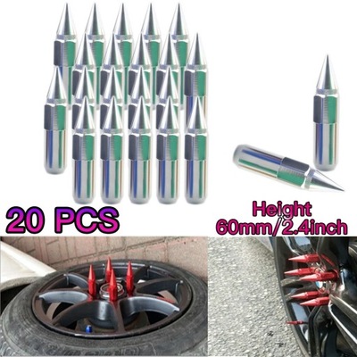 20PCS CAP SPIKED EXTENDED 60MM RED ТЮНЕР ALUMINUM WHEELS RIMS LUG NU~23094