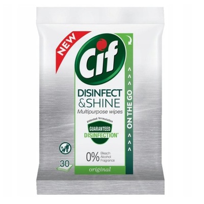 Cif Disinfect & Shine Wipes wielofunkcyjne chusteczki czyszczące do dezynfe
