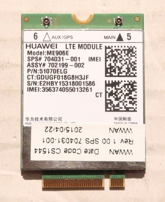 Modem, karta WWAN LTE M.2 HUAWEI ME906E 704031-001