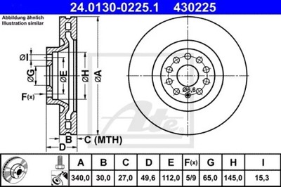 24.0130-0225.1 DISCO HAM.PRZOD VW PASSAT 10-  