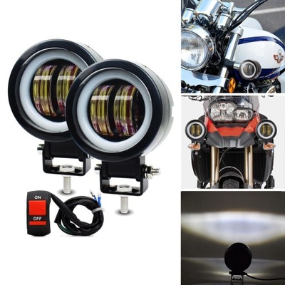 2x HALOGENY MOTOCYKLOWE LAMPY REFLEKTORY RING LED SNLINY