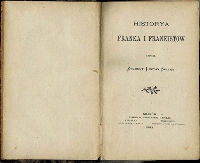 Historya Franka i Frankistów Zygmunt Lucyan Sulima