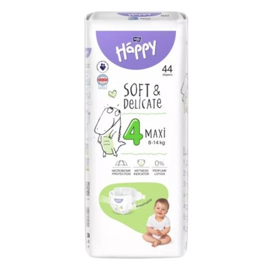 Bella Baby Happy Soft & Delicate Maxi 4 Pieluszki 8-14KG, 44 Sztuki