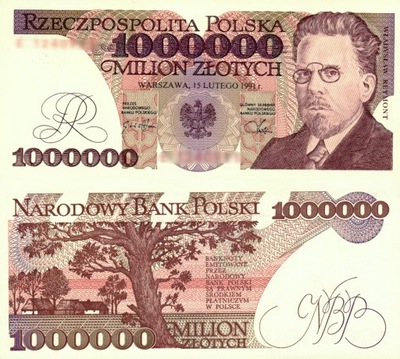 POLSKA - 1000000 ZŁOTYCH - 1991 P-157 UNC seria E