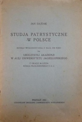Studja patrystyczne w Polsce 1931 r.
