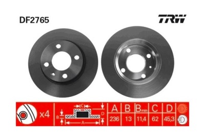 DF4899 TRW 2X DISCO FRENOS TOYOTA PRIUS 08.03-  