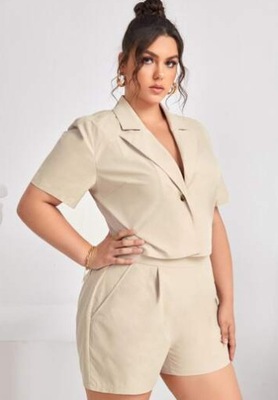 SHEIN KOMPLET PLUS SIZE BEŻOWY NA LATO 48 ŁFA