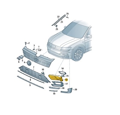 РЕШЕТКА БАМПЕРА ПРАВОЕ ЧЕРНАЯ VW TIGUAN