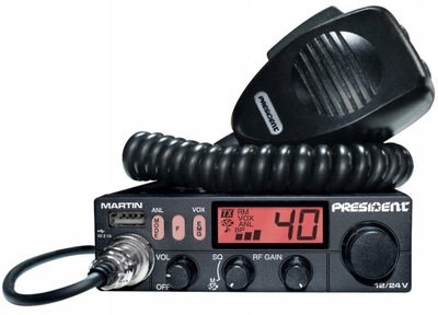 President Martin CB Radio 12V / 24V USB VOX zmiana kolorów x7