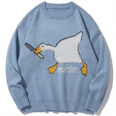 TEDSN Murder Goose Duck Men Knitted Sweater Cartoo