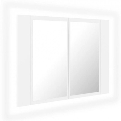 Szafka łazienkowa z lustrem i LED, biała, 60x12x45 cm, akryl