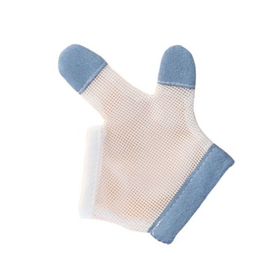 Rękawiczki zapobiegające jedzeniu zatrzymują dłonie kciukowe