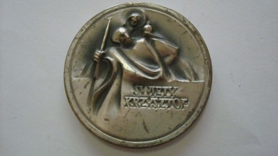 Medal Święty Krzysztof posrebrzany 5cm
