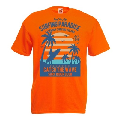 Koszulka sufring plaża morze lato L pomarańczowa