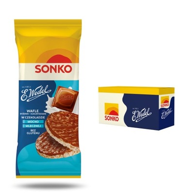 28x SONKO Wafle ryżowo-kukurydziane z czekoladą mocno mleczną E.Wedel 65g