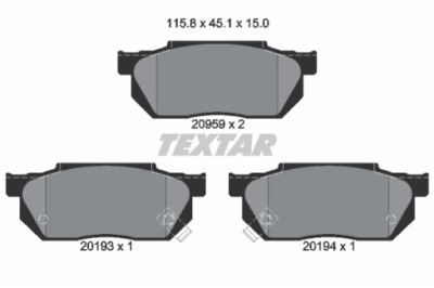 Textar тормозные колодки ham. honda civic crx prelude 2095902 фото №1