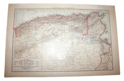MAPA AFRYKA PÓŁNOCNA TUNIS ALGIERIA Leipzig 1893