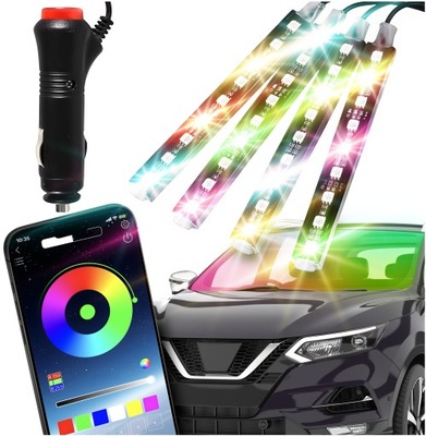 PODŚWIETLENIE DO AUTA LISTWA LED OŚWIETLENIE AUTA RGB APLIKACJA