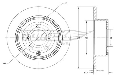 TOMEX BRAKES DISCOS DE FRENADO 2 PIEZAS SUBARU LEGACY V 09-14 PARTE TRASERA  