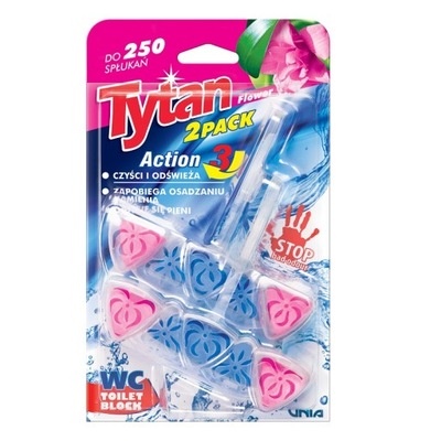 TYTAN Kostka toaletowa do WC Action 3 Flower 2x40g