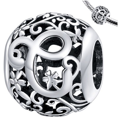 CHARMS LITERKA C LITERA zawieszka srebro pr 925 koralik SREBRNA beads