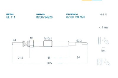 Fae свеча накаливания dacia renault фото №1