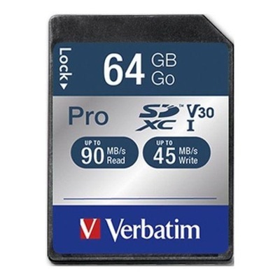 Karta pamięci SDXC Verbatim Pro U3 64GB (90/45 MB/s) Class 10 UHS1 V30