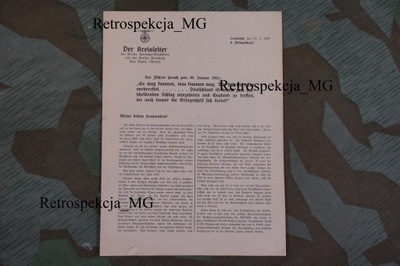 Feldpostbrief Oryginalna ulotka przemówienie NSDAP 1941r Anglia DAF RAD