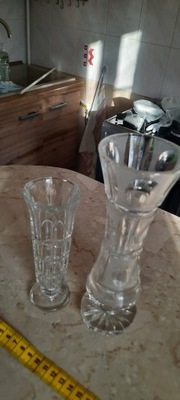 Szklany wazon PRL 2 sztuki kryształ