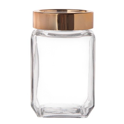 SŁOIK POJEMNIK KWADRATOWY ZE ZŁOTĄ POKRYWKĄ 700ML