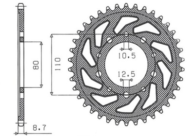 ENGRANAJE PARTE TRASERA 334 43 HONDA CBR 600F '87-'90, VF 1000F '84-'87 (LANC. 530)  