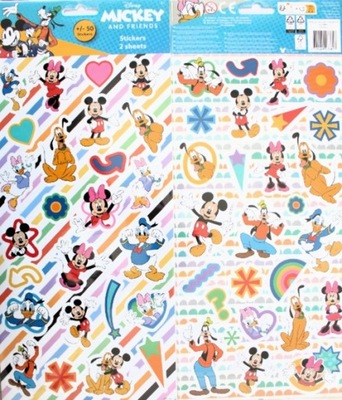 Naklejki Myszka Mickey Mouse 2 arkusze 50 sztuk Nalepki Stickers ...817