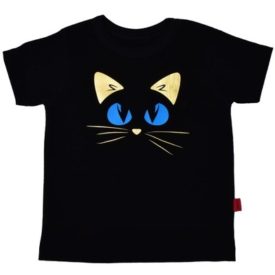 Koszulka dziecięca czarna z kotkiem 158