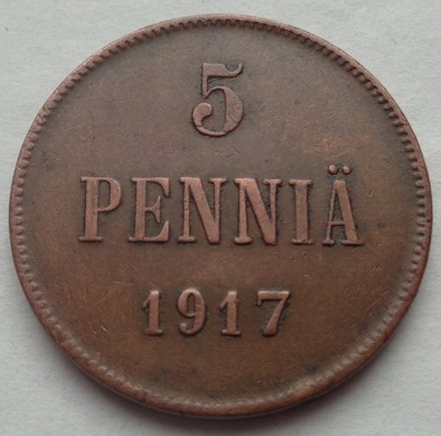 FINLANDIA - 5 Pennia - 1917 - Mikołaj II