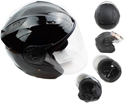 KASK MOTOCYKLOWY OTWARTY CZARNY SKUTER CHOPPER XL