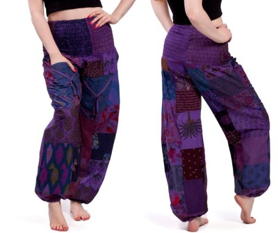 Spodnie alladynki bawełniane przewiewne patchwork