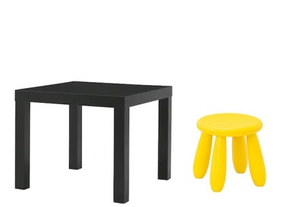IKEA LACK Stolik + MAMMUT Stołek żółty dla dzieci