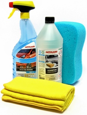 Zestaw szampon wosk gąbka mikrofibra do samochodu