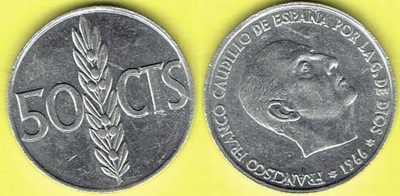 Hiszpania 50 Centimos 1966 r.