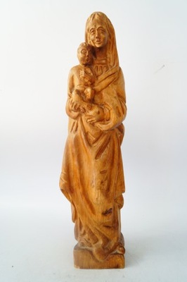 Duża drewniana rzeźba figura Matka Boska z Dzieciątkiem