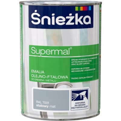 ŚNIEŻKA SUPERMAL OLEJNO-FTALOWA STALOWY RAL 7001 0,8L MAT