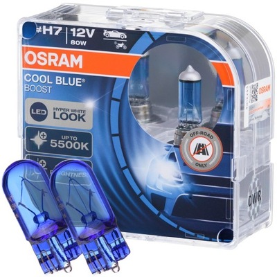 NIEBIESKIE LAMPS H7 OSRAM COOL BLUE BOOST + W5W  